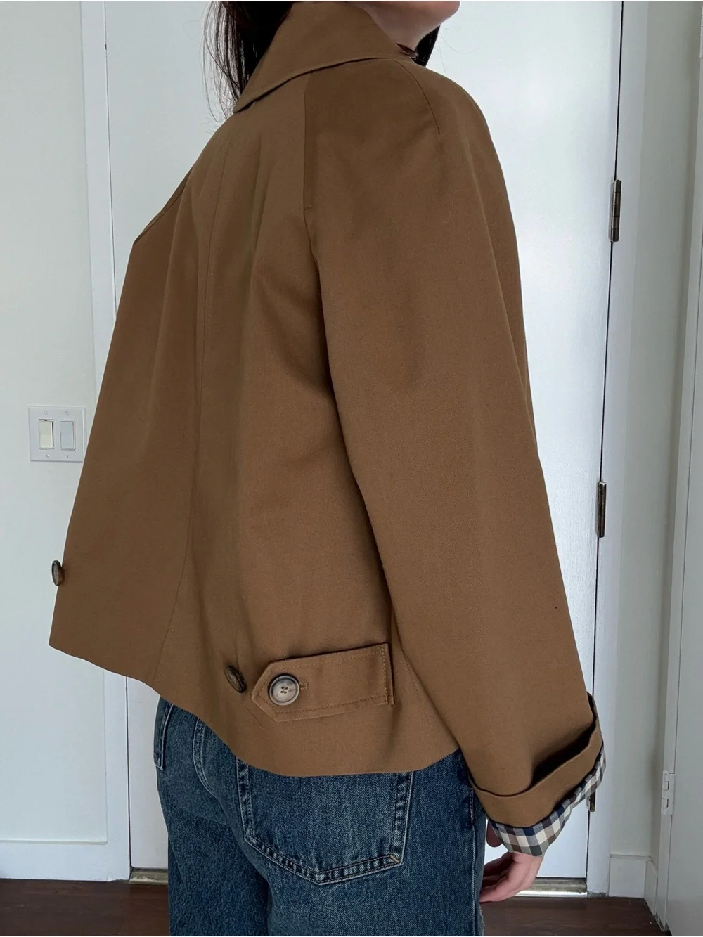 Sezane Camel Brown Short Trench Jacket - Picture 3 of 5
